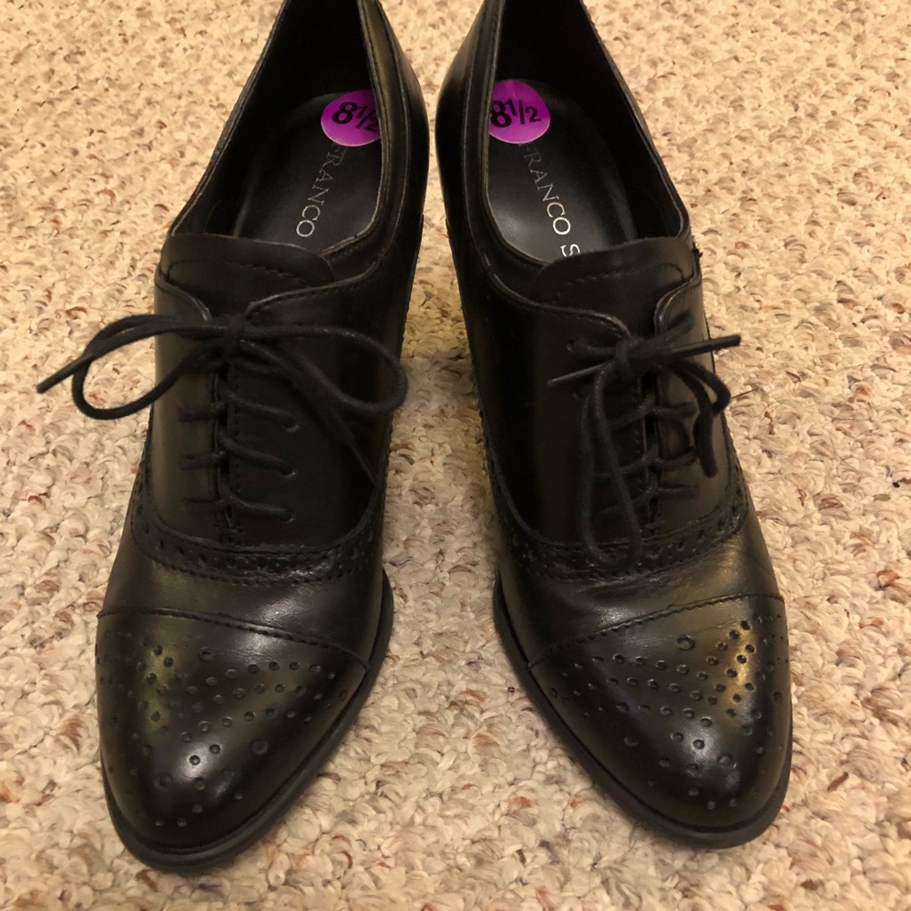 Black Franco Sarto Heel Loafers